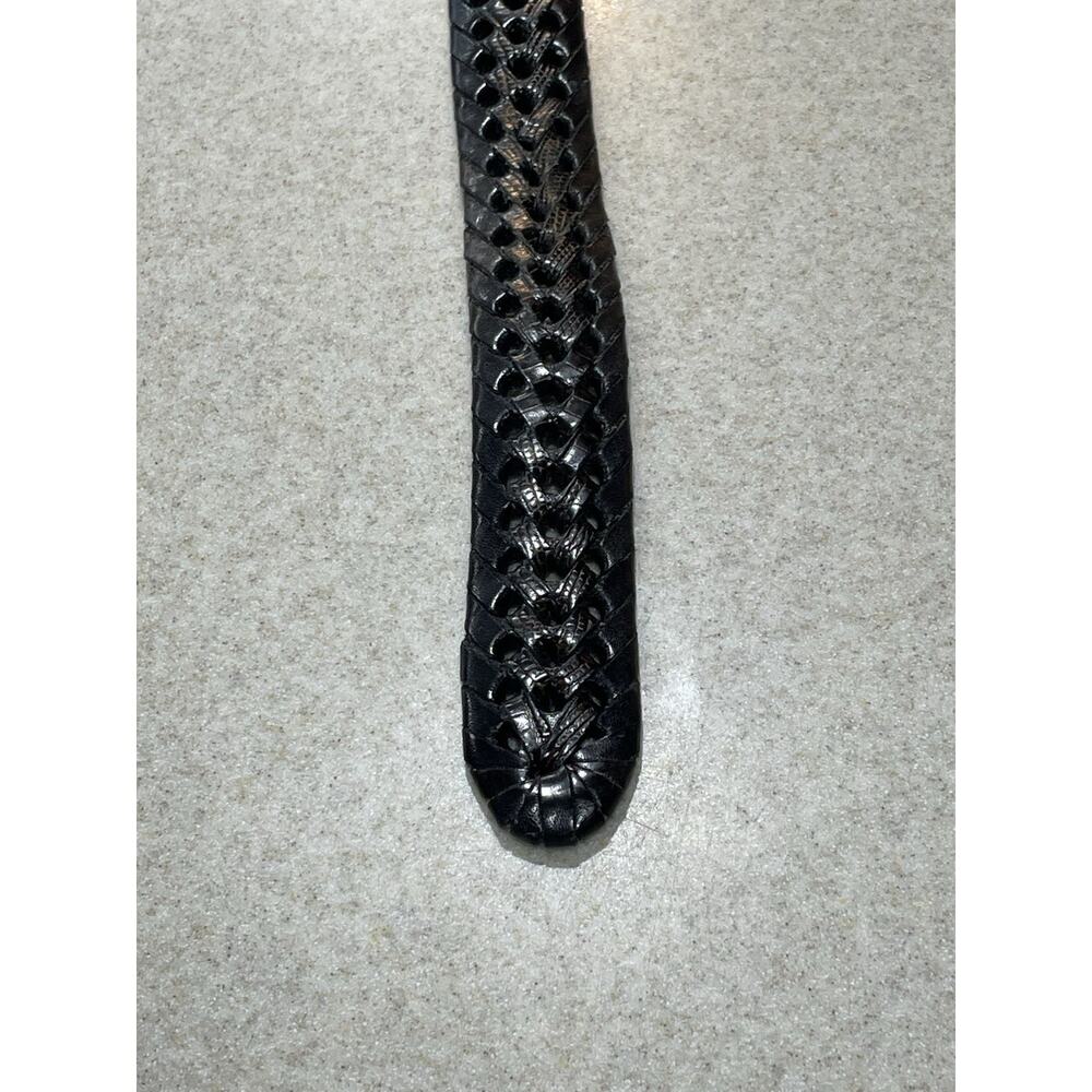 Vintage 1997 Brighton Braided Women’s Leather Belt Size 36 Black - Picture 6 of 7